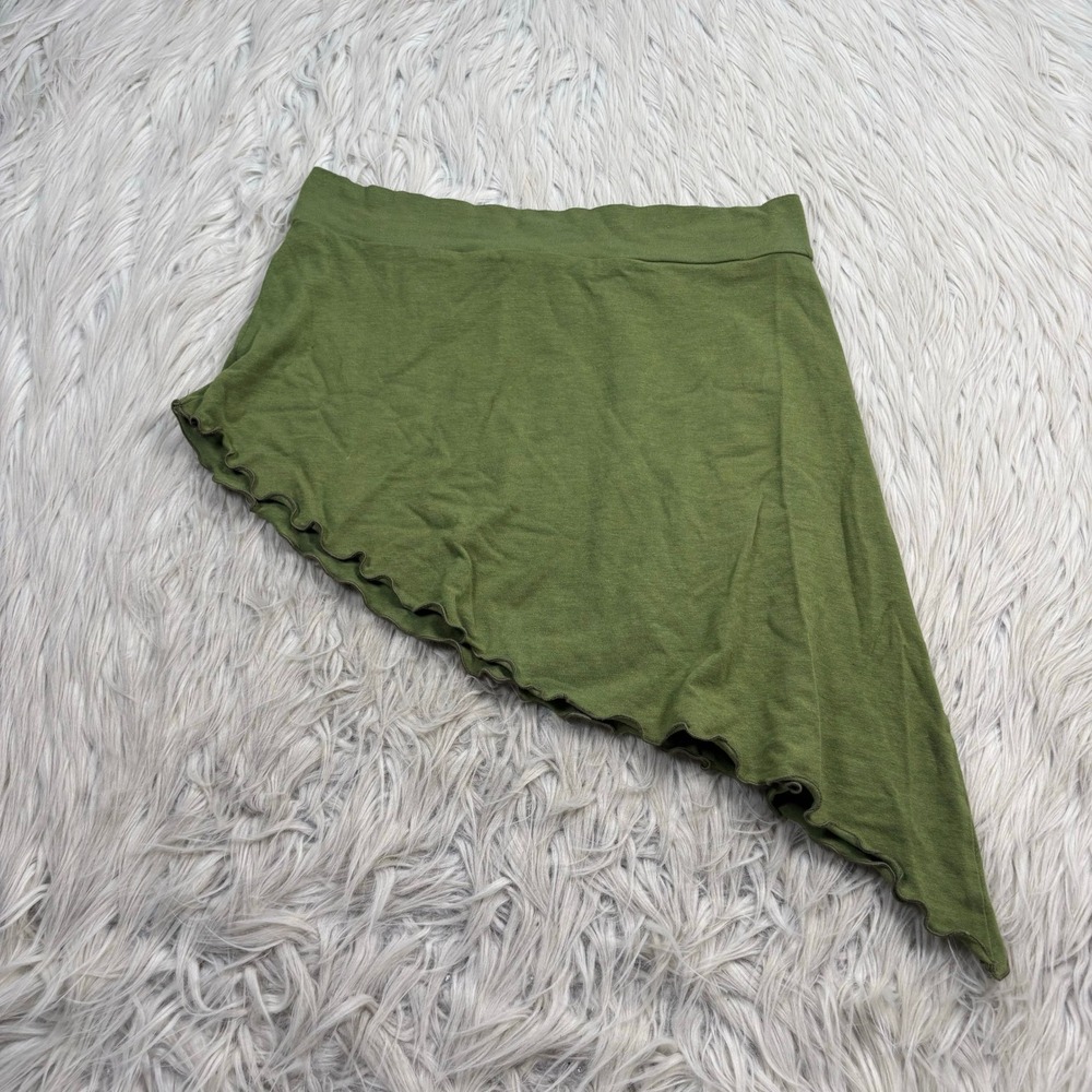 Xylem Women's XS Green Crescent Mini Skirt Asymmetrical Pull On Fairy Boho Beach